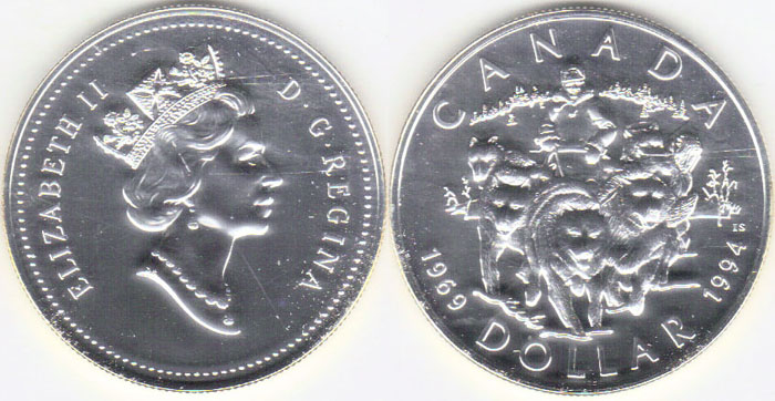 1994 Canada silver $1 (Sled-dog Patrol)